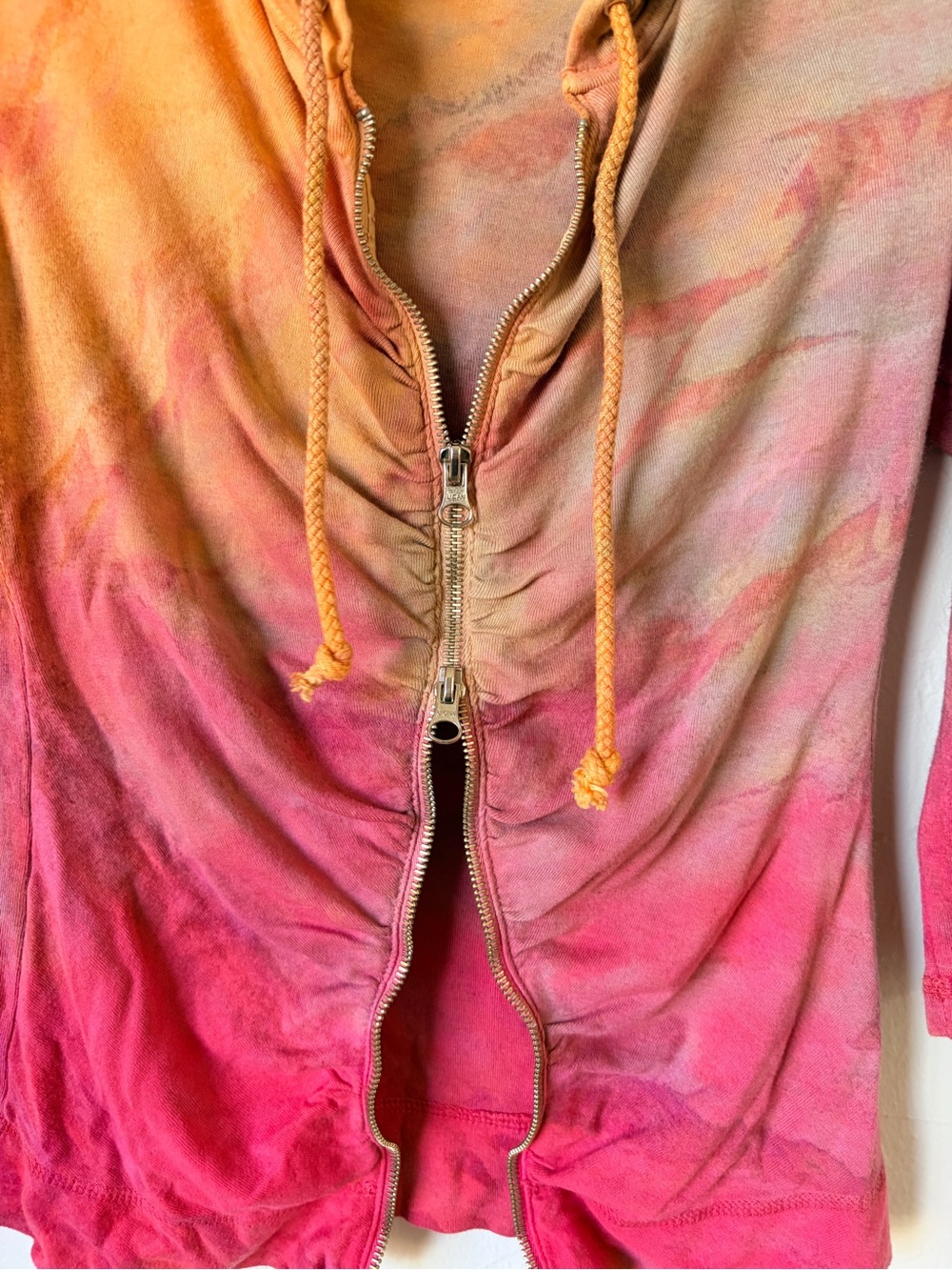 Barbara Lesser Fibers Tie-Dye Zip Hoodie Jacket - Orange & Pink - Picture 3 of 6